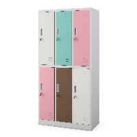 Szafka socjalna ubraniowa BHP szaro-pastelowa 6-drzwiowa: IGOR, 900 x 1850 x 450 mm