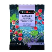 CUKIERKI Z MELISĄ, LAWENDĄ I OWOCAMI LEŚNYMI ZE STEWIĄ BEZ CUKRU 50 g - PURE&GOOD