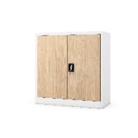 Szafka na akta osobowe, niska, biała/dąb sonoma, 900x930x400 mm: BEATA Eco Design
