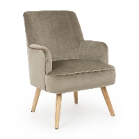 Fotel Adeline taupe 60x67x79cm tapicerka z PET o efekcie weluru Bizzotto