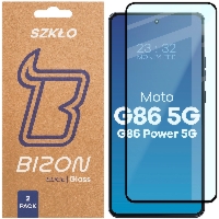 Szkło hartowane Bizon Glass Edge Duo do Motorola Moto G86 5G / G86 Power 5G, czarna ramka, 2 sztuki