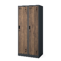 Szafka ubraniowa pracownicza czterokomorowa antracytowa/orzech, 800x1800x500 mm: KACPER Eco Design
