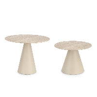 Stolik kawowy Hardy travertine Ø50x32cm Ø60x47cm ceramic top stal Bizzotto