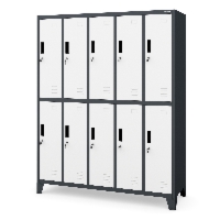 Szafa socjalna ubraniowa 10-drzwiowa antracytowo-biała, 1360x1720x450 mm: BARTEK