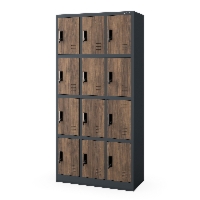 Szafka skrytkowa socjalna 12-skrytkowa antracytowa/orzech, 900x1850x400 mm: MARCIN Eco Design