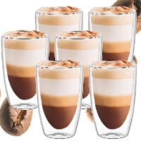 Szklanki z podwójnym dnem 6 szt. na kawę herbatę 450 ml termiczne
