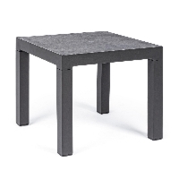 Stolik kawowy kwadratowy KLEDI antracytowy 50x50 aluminiowy z blatem ceramicznym Bizzotto