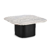 Stolik kawowy Leander naturalny 80x80x36cm marmur drewno mango Bizzotto
