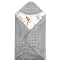 Otulacz dla niemowląt do fotelika, nosidełka, 77x77cm dwustronny kocyk z kapturem