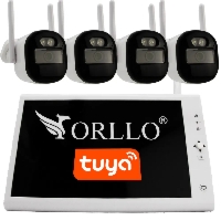 Zestaw 4 Kamery zewnętrzne Bezprzewodowe WiFi z Monitorem NVR ORLLO TS1