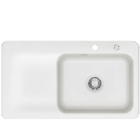 Systemceram Juna 90 Polar, zlewozmywak ceramiczny, korek manualny
