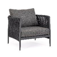 Fotel ogrodowy JACINTA antracytowy 97x83 aluminiowe z liną tetoronową Bizzotto