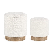 Puf do przechowywania Zoya biały Ø30.5-37 cm MDF PET drewno Bizzotto