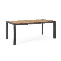 Stół ogrodowy CAMERON antracytowy 180x90 aluminiowy z blatem z drewna tekowego Bizzotto