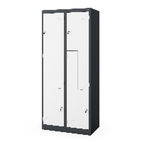 Szafa socjalna ubraniowa typu l, czterokomorowa, antracytowo-biała, 800x1850x450 mm: JULIA