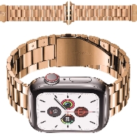 Pasek ze stali nierdzewnej Bizon Strap Watch Aura do Apple Watch 38/40/41/42 mm, różowozłoty