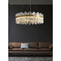 Palace okrągły 50cm - żyrandol kryształowy do salonu, taśma LED, kolor mosiądz