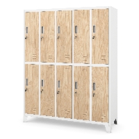 Szafa socjalna ubraniowa 10-drzwiowa biała/dąb sonoma, 1360x1720x450 mm: BARTEK Eco Design