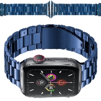 Pasek ze stali nierdzewnej Bizon Strap Watch Aura do Apple Watch 44/45/46/49 mm, niebieski