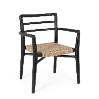Krzesło ogrodowe LETICIA czarne 62x53 drewno teak Bizzotto