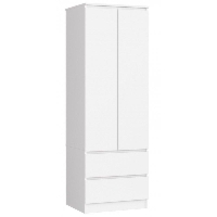 Szafa do sypialni, szuflady, DORMI XS, 60x50x180 cm, biel, mat