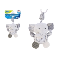 E-Edu Słonik muzyczna zawieszka sensoryczna z gryzakiem – 33 cm, 0M+