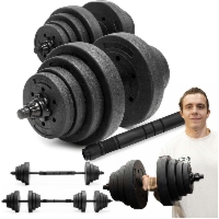 Hantle regulowane zestaw 2x15 kg obciążeń gryf do treningu 30 kg talerze zaciski łącznik do hantli
