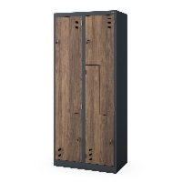 Szafa socjalna ubraniowa typu l, czterokomorowa, antracytowa/orzech, 800x1850x450 mm: JULIA Eco Design