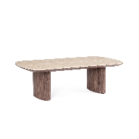 Stolik kawowy Ezekiel orzech 130x70x40cm MDF PU i kamień spiekany Bizzotto