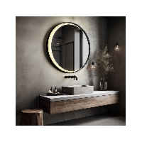 Lustro okrągłe w czarnej ramie mdf z piaskowanym księżycem led – MIDNIGHT LED
