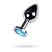 Silver anal plug with gem, turquoise