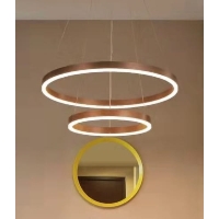 Figes Brązowy podwójny, lampa wisząca okrągła ring, pierścienie LED brąz, średnica 60, 40cm
