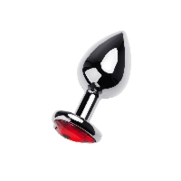 Silver anal plug TOYFA Metal with red heart-shaped gem
