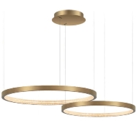 Diora Podwójna 80- lampa wisząca do salonu, dwa pierścienie LED - mosiądz, średnica 60, 80cm