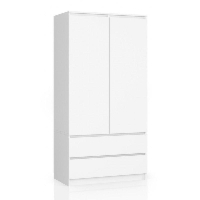 Szafa do sypialni, 2 szuflady, drzwi, DORMI, 90x51x180 cm, biel, mat
