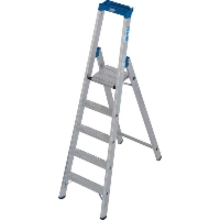 Drabina jednostronna Stabilo R13 szersze stopnie, 1x5, hak na wiadro, wysokość robocza 3,20 m, Krause 136039