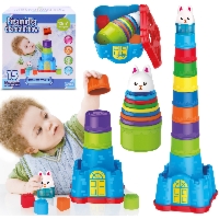 E-Edu piramidka edukacyjna sorter – 8 kubeczków 58 cm 12m+