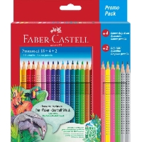 KREDKI GRIP 2001 FABER-CASTELL, 18 KOLORÓW + 4 KOLORY NEONOWE + 2 OŁÓWKI