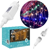 Kurtyna świetlna 300 led multikolor, flash biały zimny girlanda, lampki wewnętrzno-zewnętrzne sople