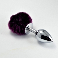 Plug analny metalowy z fioletowym pomponem S - Metal Plug Small Purple