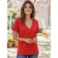 T-shirt z dekoltem w serek
