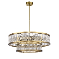 Valentra Double - lampa wisząca 80 cm okrągły kryształowy glamour złoty