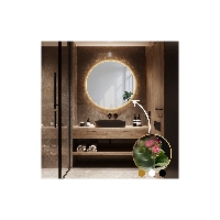 Okrągłe lustro na szkle ornamentowym master flex z podświetleniem - LUXORA FROSTED LED