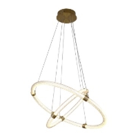 Sonic double - żyrandol 60cm - podwójny pierścień ring LED biały złoty