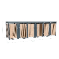 Westmann Metalowy kosz na śmieci Planta | 6x240 Dł. | Skrzynia na śmieci z dachem roślinnym | 84x396x124 cm