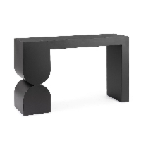 Konsola Archie czarna 120x32x75cm stal epoxy szkło hartowane Bizzotto