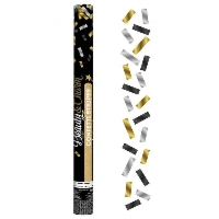 Konfetti tuba złote srebrne czarne mix 60 cm