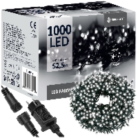 Lampki choinkowe 1000 LED 50 m zimny biały + flash zewnętrzne oświetlenie świąteczne