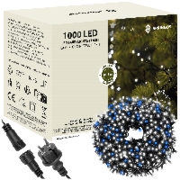 Lampki choinkowe 1000 led oświetlenie świąteczne IP44 81,5m biały zimny, flash niebieski