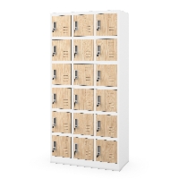 Szafka pracownicza skrytkowa 18-skrytkowa biała/dąb sonoma, 900x1850x400 mm: KAROL Eco Design